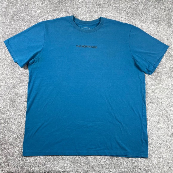 North Face T Shirt Mens XXL Mountain Exploring Cotton Blend Short Sleeve Blue - Picture 3 of 13